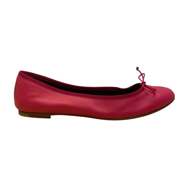 Saint Laurent Women’s Pink Leather Stylish Bow Detail  Ballet Flats Size 41 - Picture 1 of 9